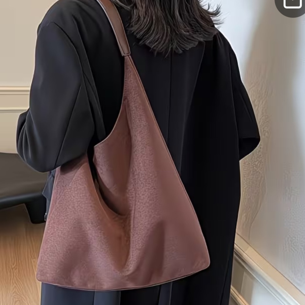 Brown faux Suede Shoulder Bag
